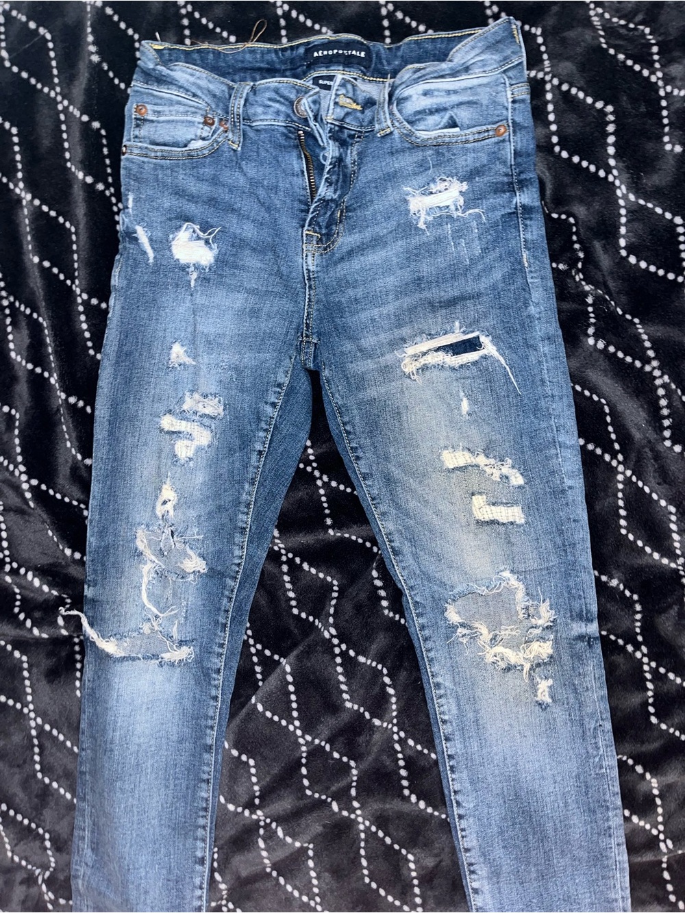 Aeropostale Women's Distressed Light Blue Skinny Jeans